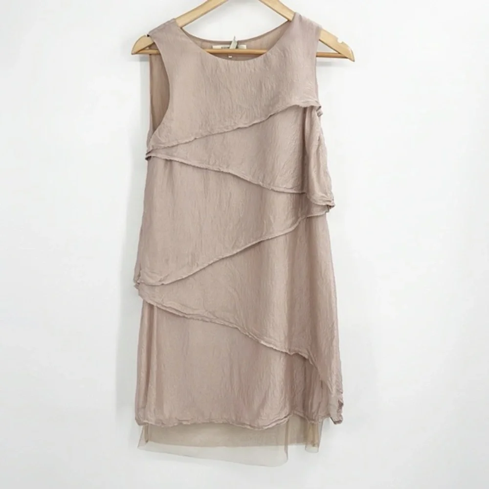 BCBGMaxAzria Runway Pink Celine Cascading Silk Dress size small